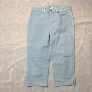 Croft & Barrow Jeans Size 8 Blue White Railroad Striped Capri 5 Pocket Stretch